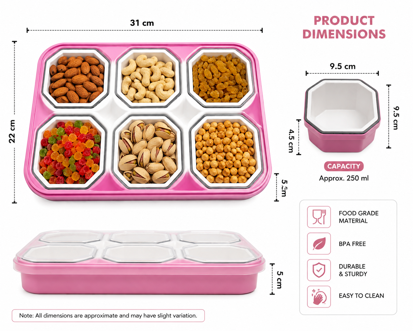 6-Compartment Masala & Dry Fruits Storage Box - Image 2