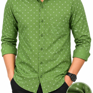 Men’s Green Printed Full Sleeve Casual Shirt – XL SIZE