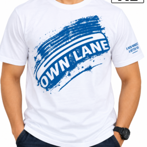 Men’s White “OWN LANE” Graphic Print Round Neck T-Shirt – XL